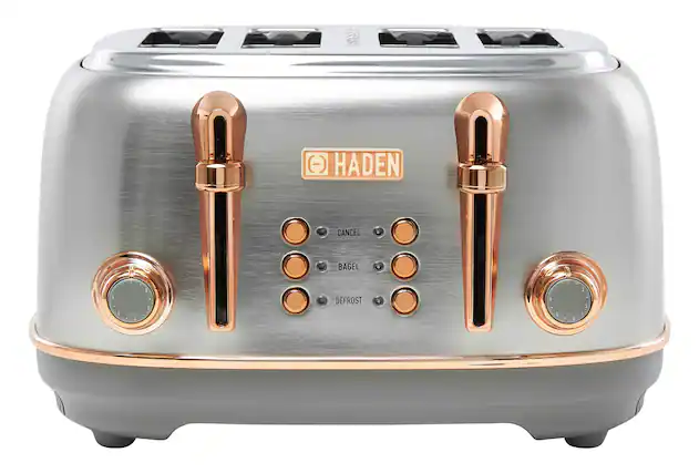 Front. Haden - Heritage 4 Slice Toaster - Steel/Copper.