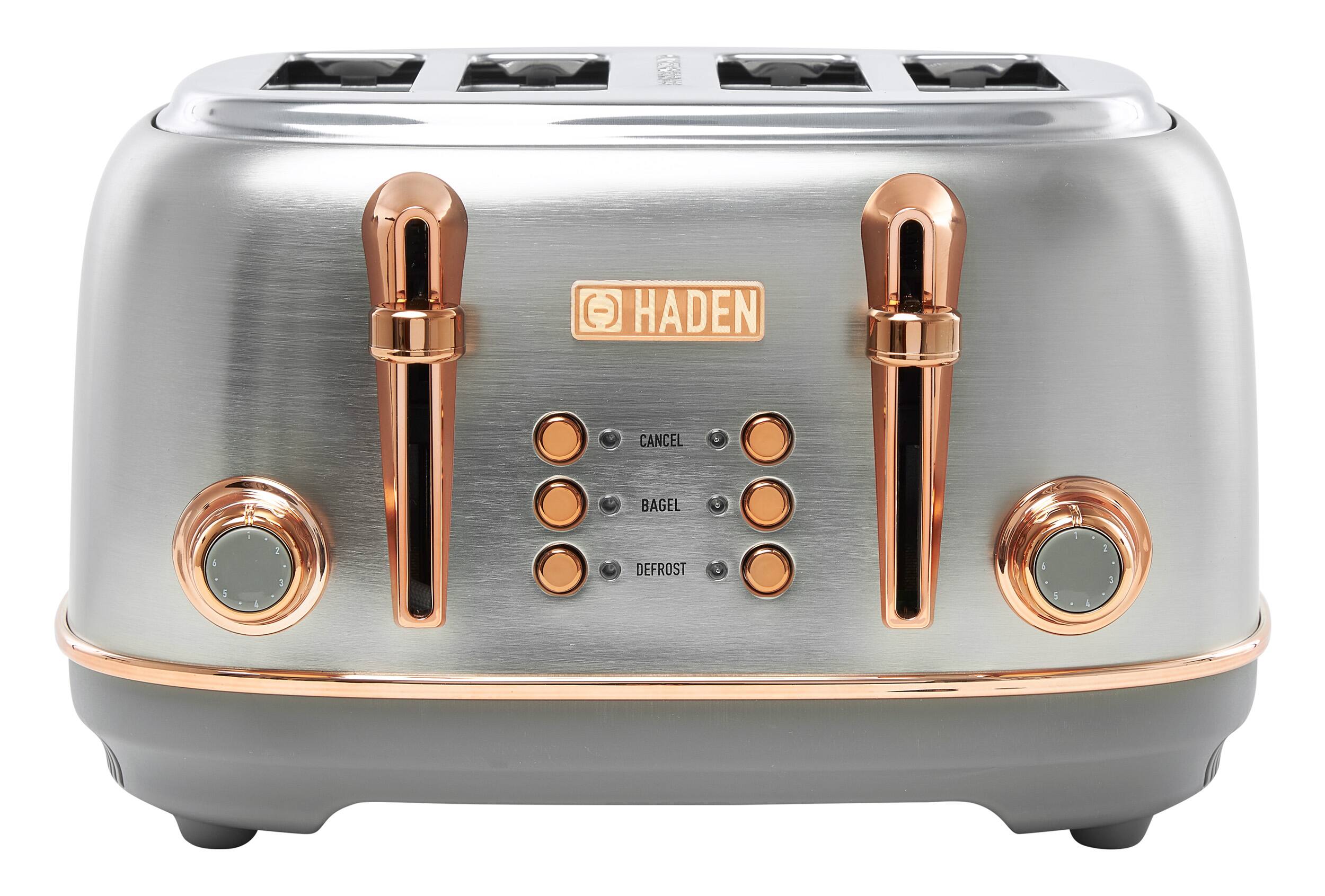 Haden - Heritage 4 Slice Toaster - Steel/Copper