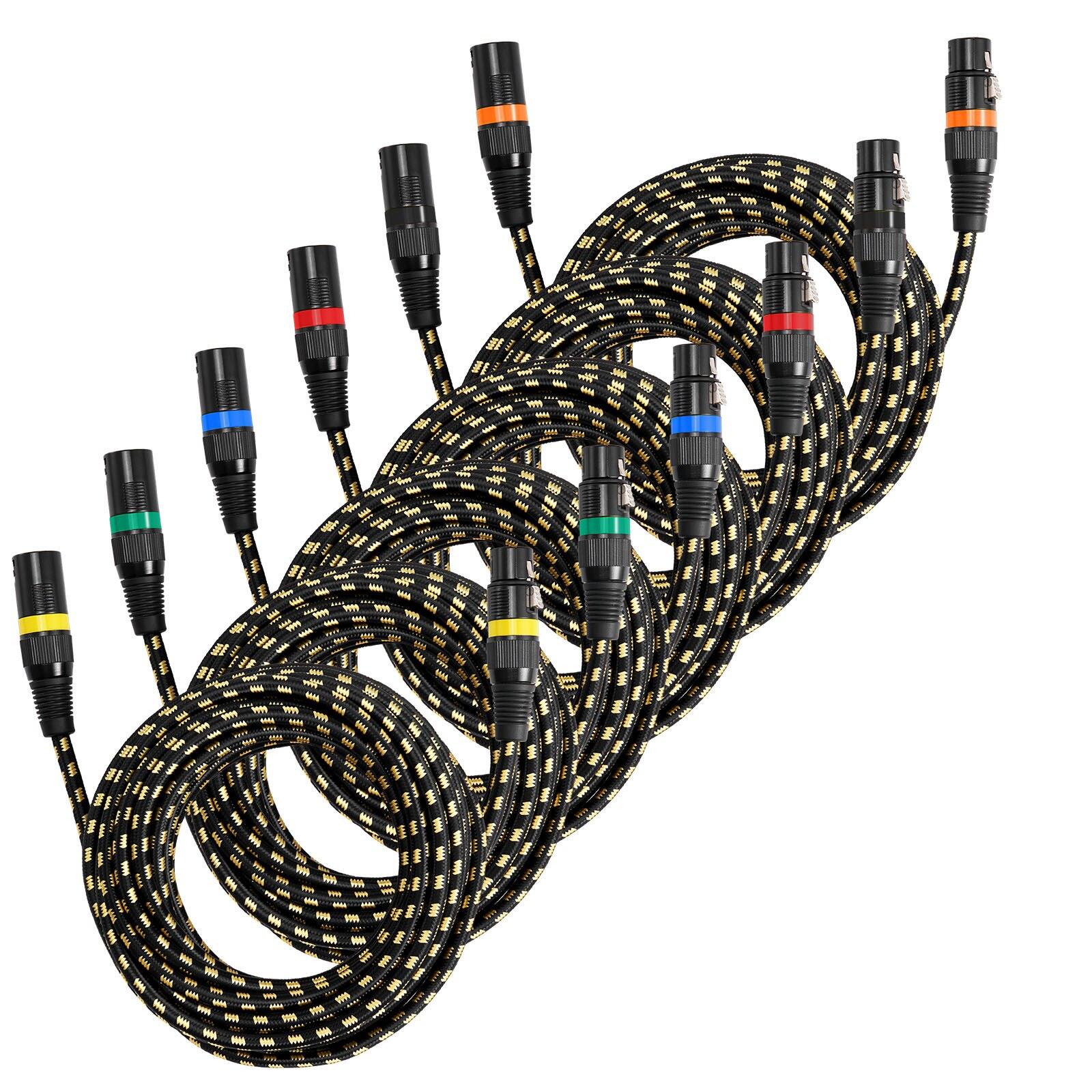 Alt View 8. Glintex - XLR Cable 25ft 6 Pack Shielded Balanced 3Pin DMX Male to Female Mic Cord for Microphone Mixer Speaker Audio System.