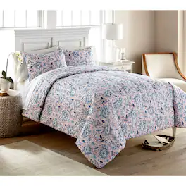 Shavel Home Products - Micro Flannel 6 in 1 Comforter Set, Full/Queen - Pink toile