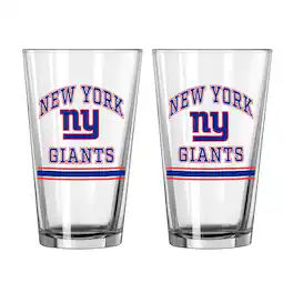 Logo Brands - New York Giants 16oz. Pint Glass Two Pack - Multicolor