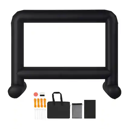 Front. VEVOR - 15FT Inflatable Movie Screen, Inflatable Projector Screen with Portable Storage Bag - Black,White.