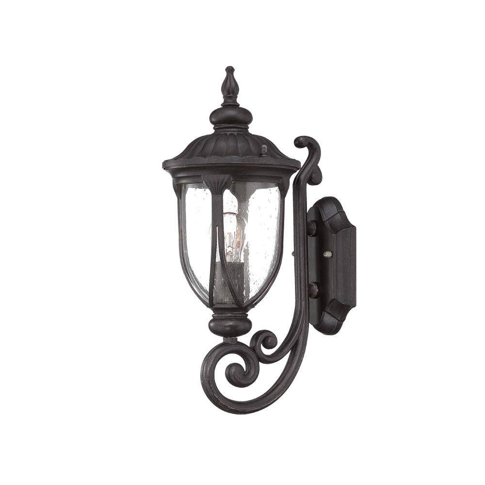 Front. Hivvago - Hivvago Black Cast Aluminum Glass Lantern Wall Light - Black.