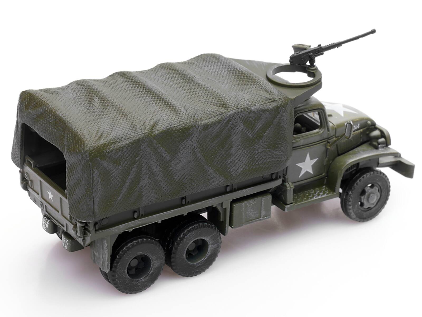 Back. Legion - GMC CCKW 353 Truck With Mounted Gun Olive Drab "4148174-S" US Army World War II 1/72 Diecast Model by Legion - Green.