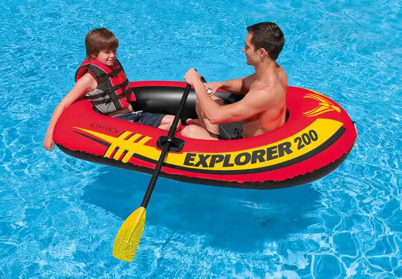 Blue Explorer 200 Raft Intex Explorer 200 Inflatable 2 Person River Boat Raft Set with 2 Oars ...