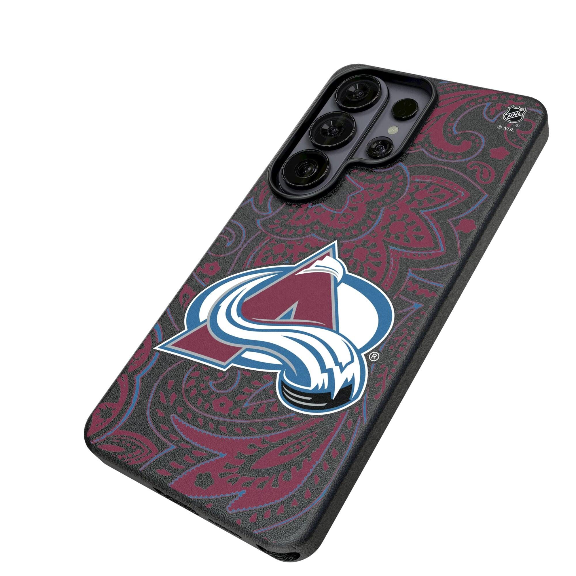 Alt View 1. Keyscaper - Colorado Avalanche Paisley Galaxy Magnetic Bump Case - S25 - Black.