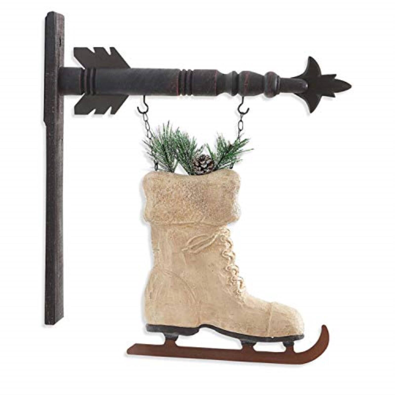 Angle. K&K Interiors - K&K Interiors White Ice Skate Christmas Arrow Replacement Sign 13.5 inch - Arrow Sold Separately - White.