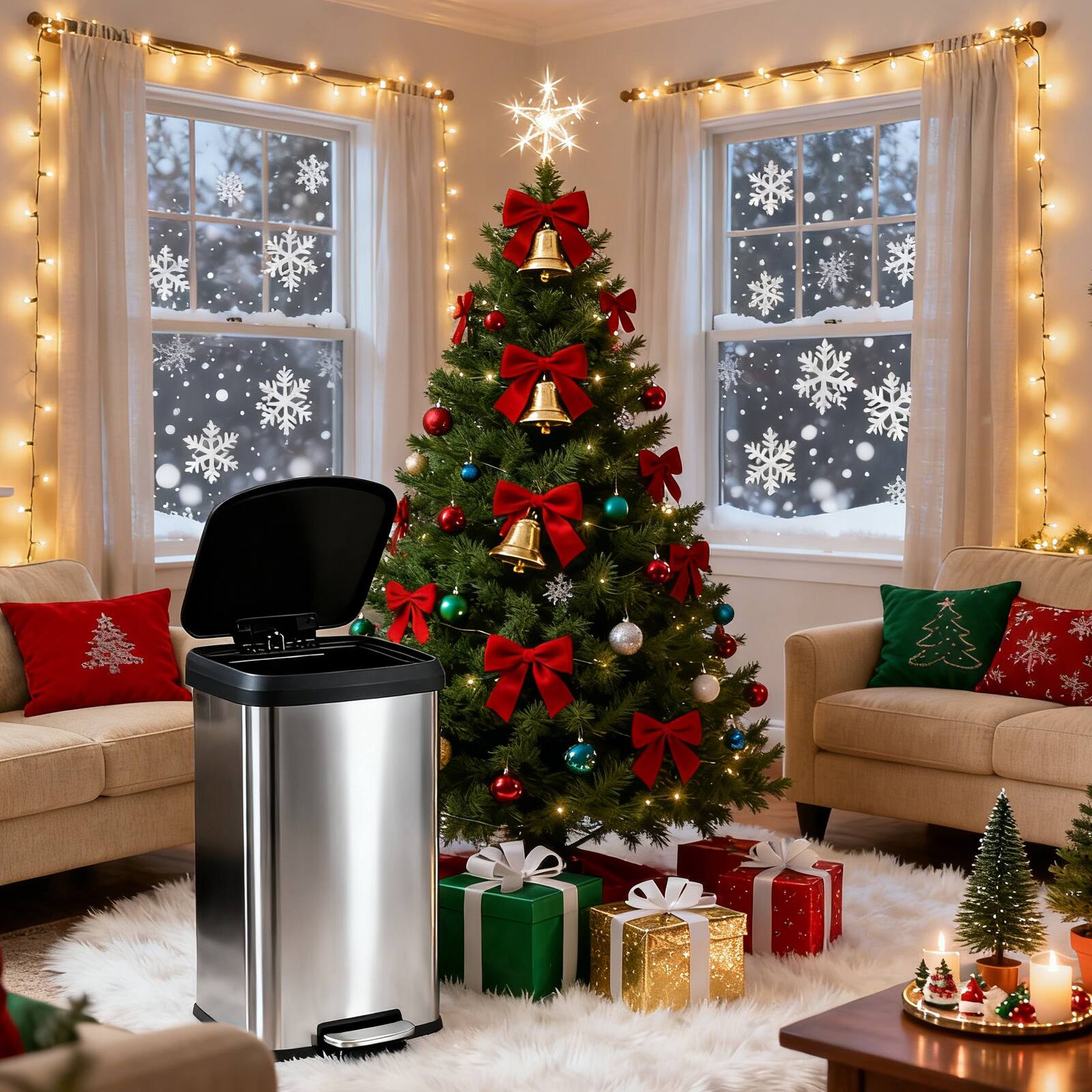 Back. AENKYO - 21 Gallon/80 Liter Kitchen Trash Can Stainless Steel Garbage Can with Soft-Close Lid & Foot Pedal - Silver.