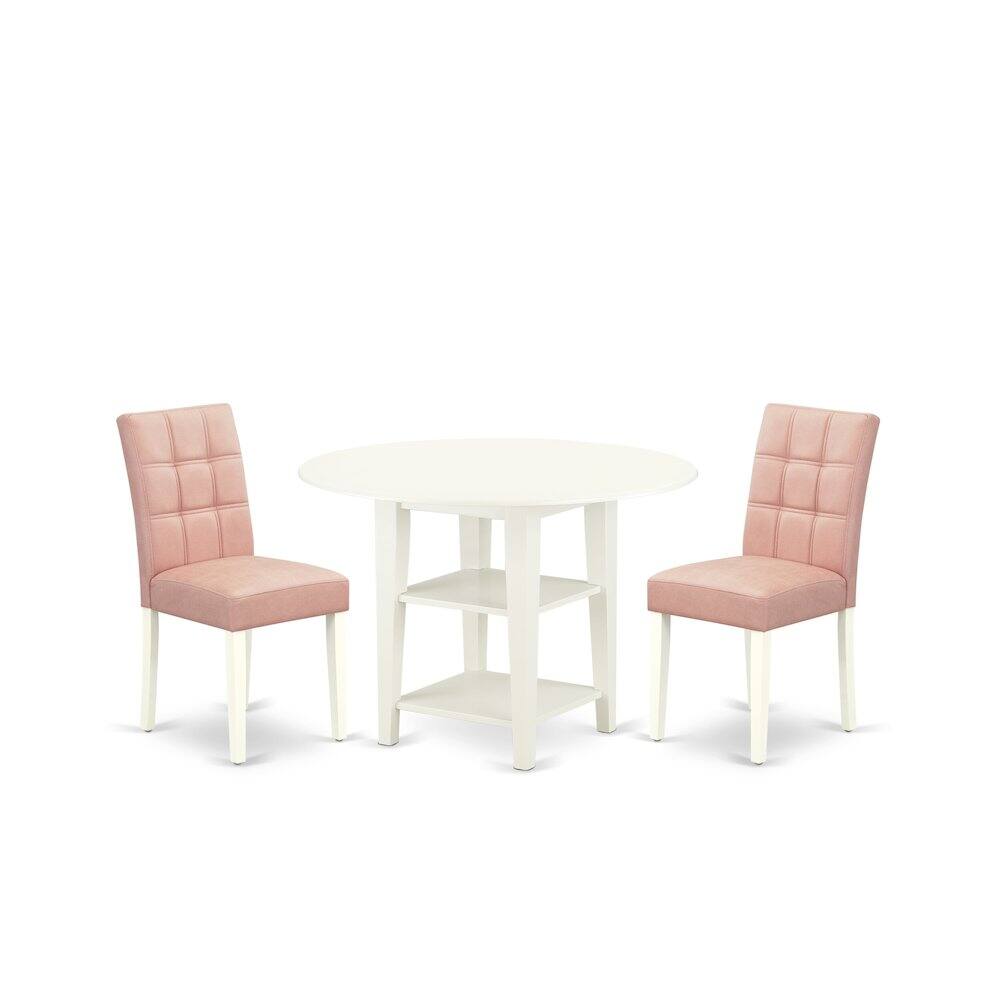 Alt View 6. East West Furniture - 3 Piece Kitchen Table Set consists A Dinner Table - White.