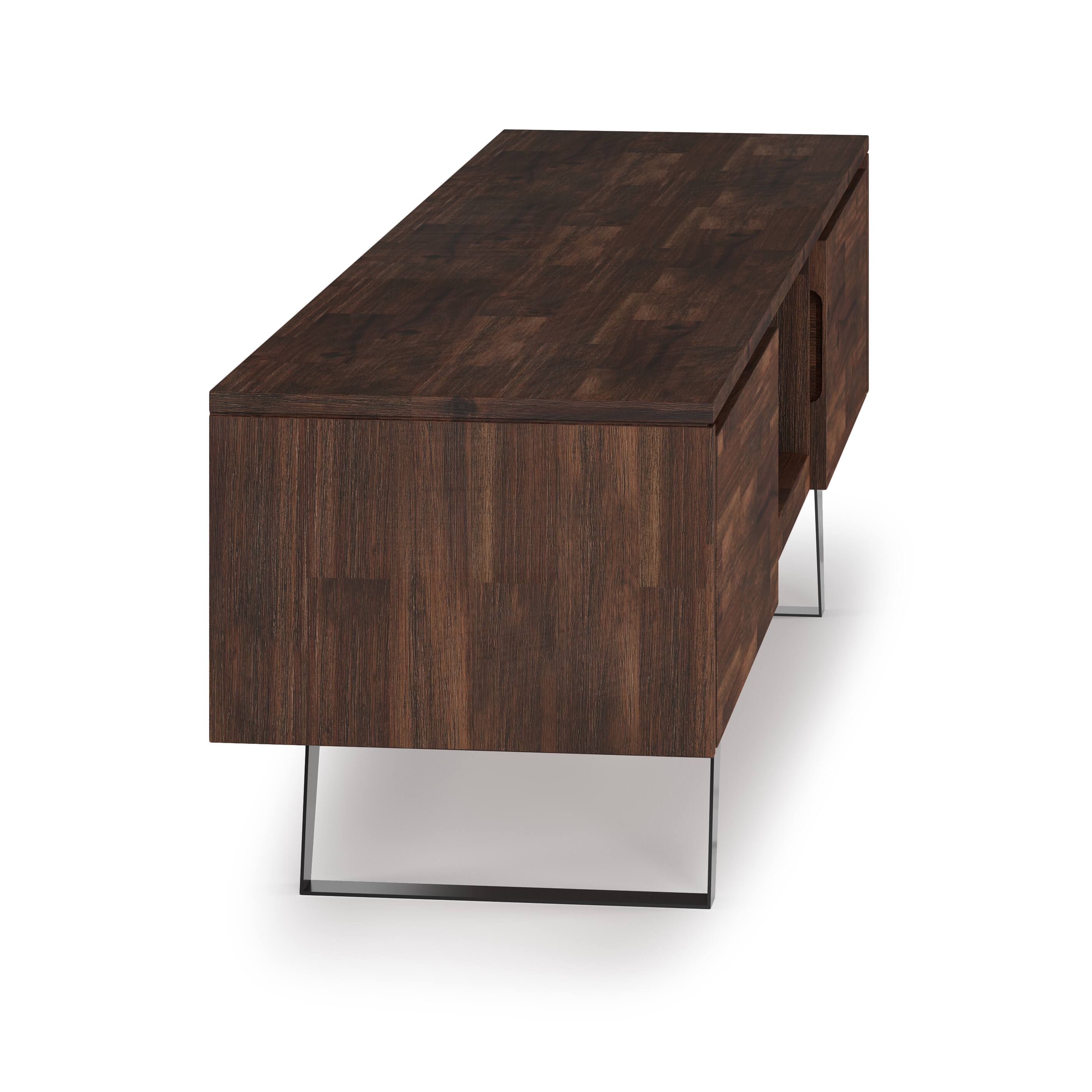 Alt View 1. Simpli Home - Lowry SOLID ACACIA WOOD 72 inch TV Media Stand in Distressed Charcoal Brown For TVs up to 80 inches - Distressed Charcoal Brown.