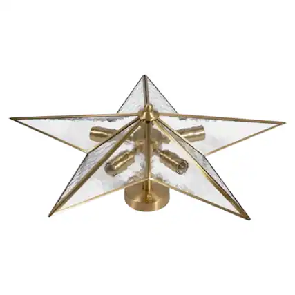 Front. Home Collection - Metal Chandelier Gold Glass Ceiling Light 5-Light E14 Pendant Lamp Star Shape.