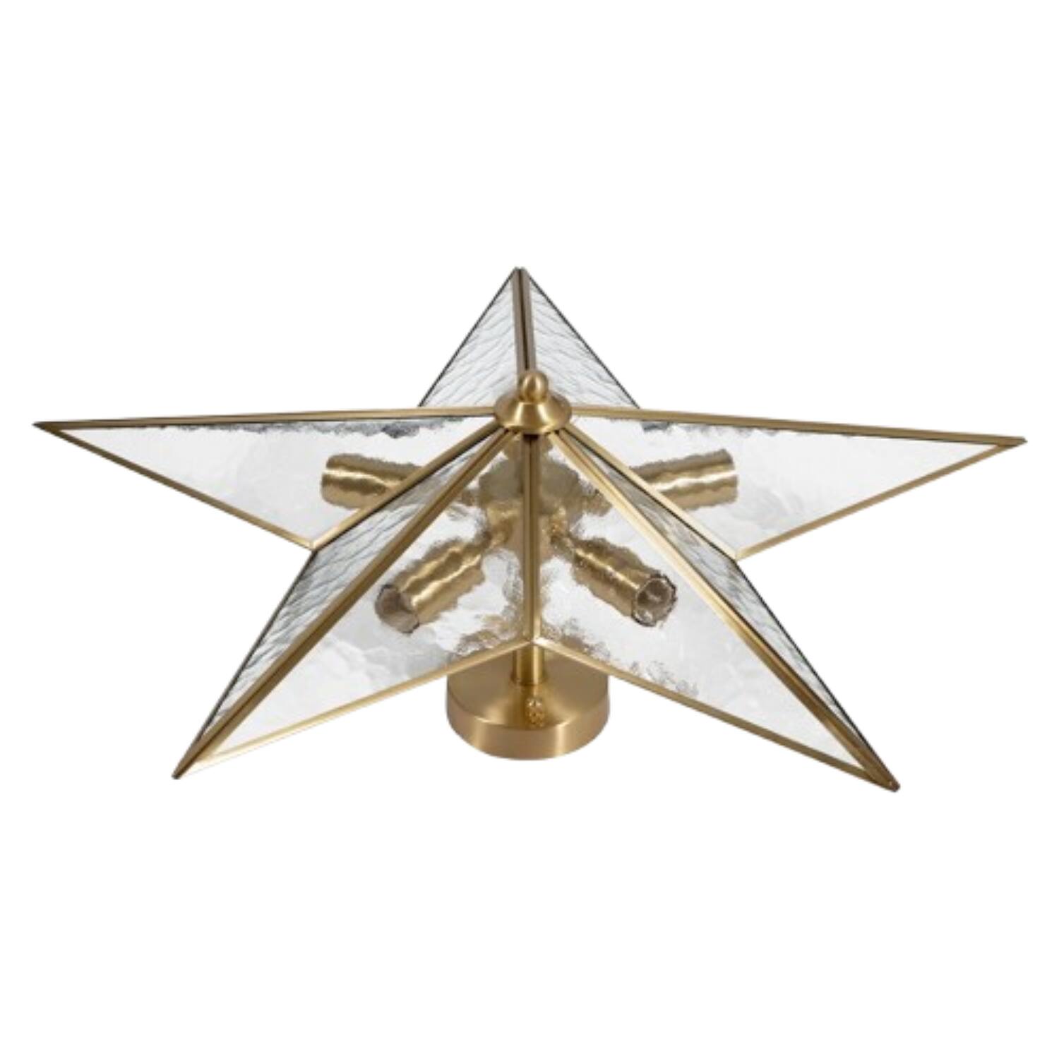 Front. Home Collection - Metal Chandelier Gold Glass Ceiling Light 5-Light E14 Pendant Lamp Star Shape.