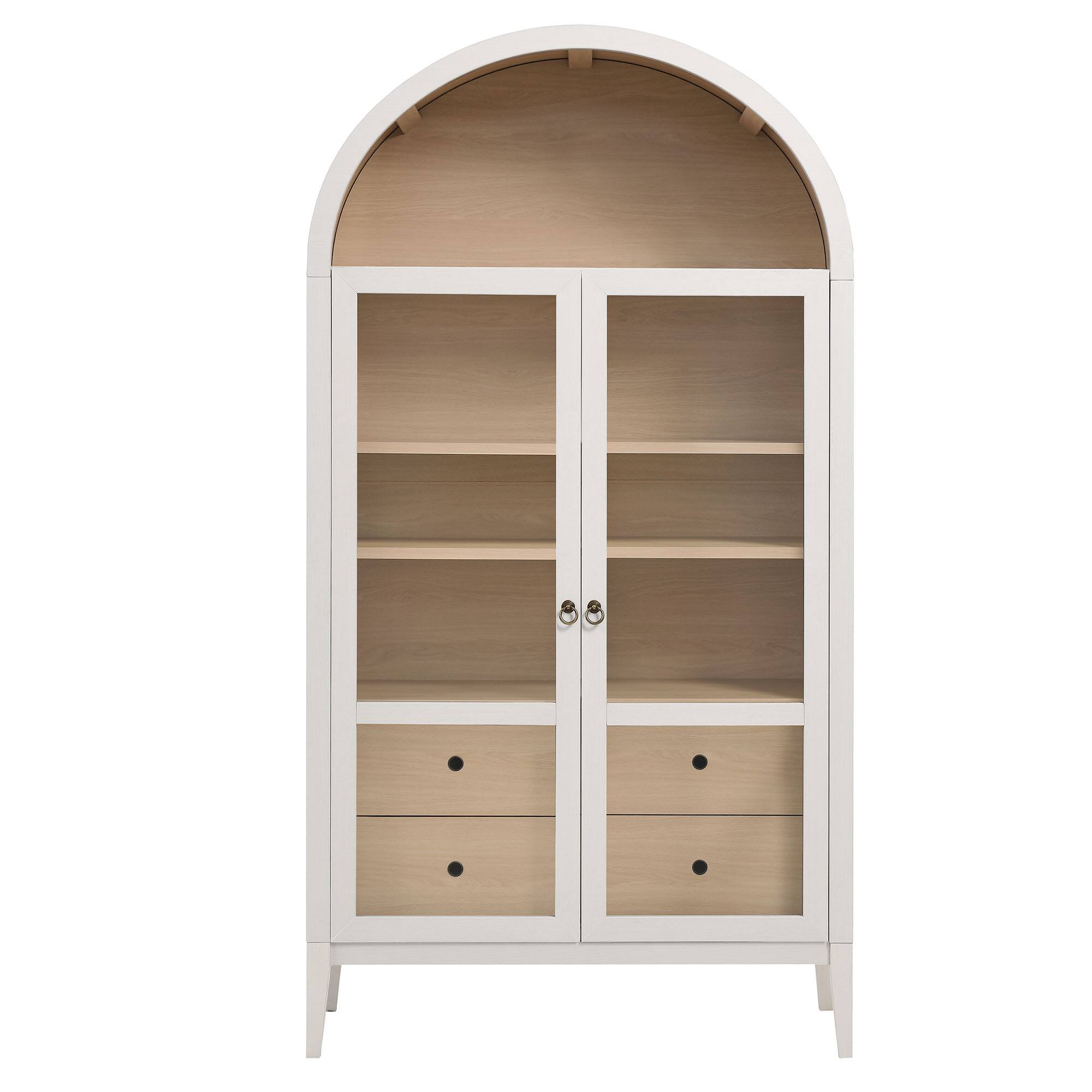 Alt View 4. Modway - Nolan 74" Tall Wide Arched Storage Display Cabinet by Modway - Ivory Oak.