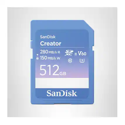 SanDisk Creator 280 MB/s R SP XC II V60 A I 150 MB/s W C 10 3 512GB