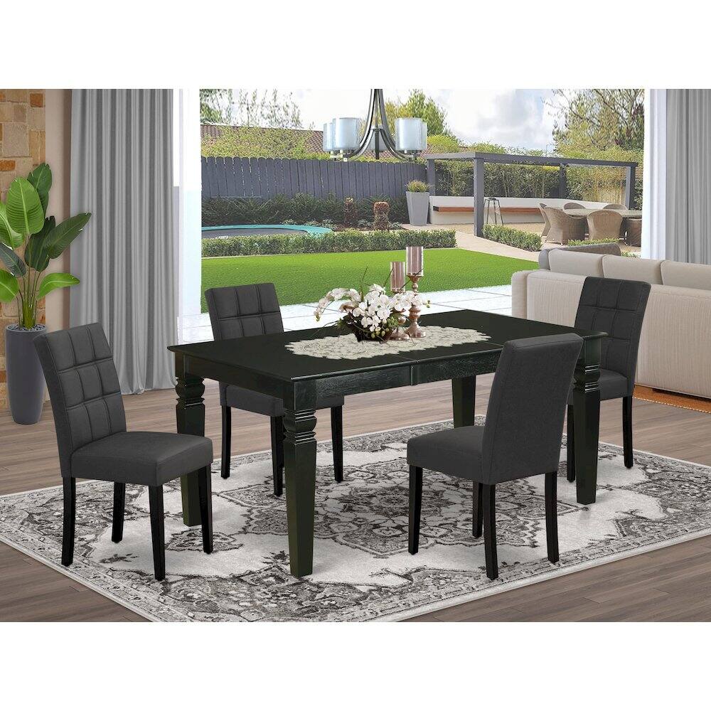 Alt View 9. East West Furniture - 5 Piece Dinner Table Set - Black.