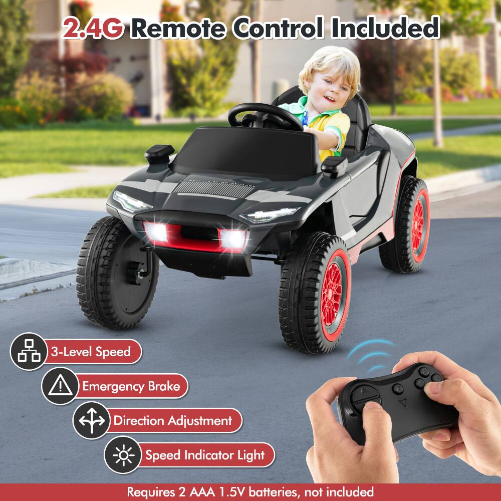 2.4G Remote Control Included

- 3-Level Speed
- Emergency Brake
- Direction Adjustment
- Speed Indicator Light

Requires 2 AAA 1.5V batteries, not included