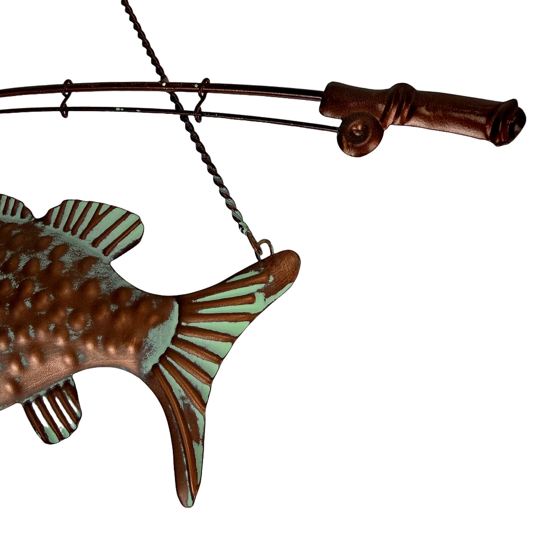 Alt View 9. Zeckos - Largemouth Bass Metal Wall Hanging Rustic Copper Fish Decor 15 in Long - Copper, Green.