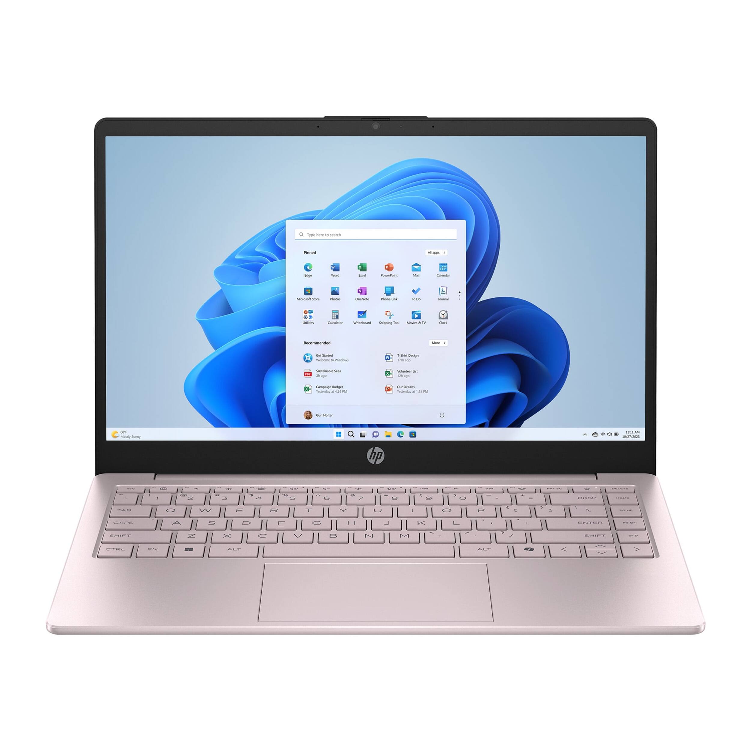 Alt View 1. HP - HP Stream 14" HD Laptop,Intel Processor N150,32GB RAM,128GB UFS,1 Year Office 365,Win 11s,Pink - Pink.