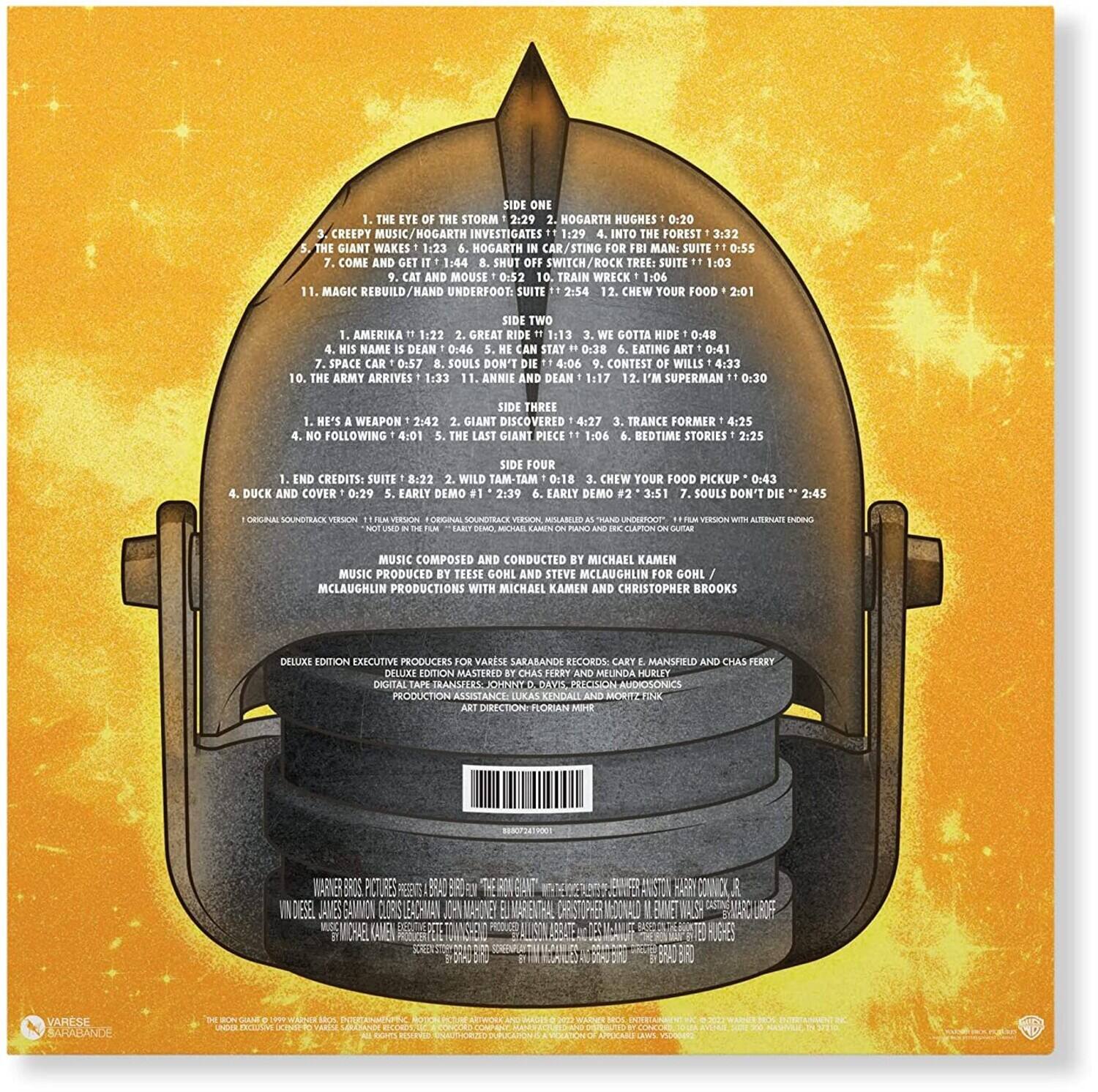 **SIDE ONE**

1. THE EYE OF THE STORM 2:29  
2. HOGARTH HUGHES 0:20  
3. CREEPY MUSIC/HOGARTH INVESTIGATES 1:29  
4. INTO THE FOREST 3:32  
5. THE GIANT WAKES 1:23  
6. HOGARTH CAR/STING MAN: SUITE 0:55  
7. COME AND GET IT 1:44  
8. SHUT SWITCH/ROCK TREE: SUITE 1:03  
9. CAT AND MOUSE 0:52  
10. TRAIN WRECK 1:06  
11. MAGIC REBUILD/HAND UNDERFOOT: SUITE 2:54  
12. CHEW YOUR FOOD 2:01  

**SIDE TWO**

1. AMERIKA 1:22  
2. GREAT RIDE 1:13  
3. WE GOTTA HIDE 0:48  
4. HIS NAME IS DEAN 0:46  
5. STAY 0:38  
6. EATING ART 0:
