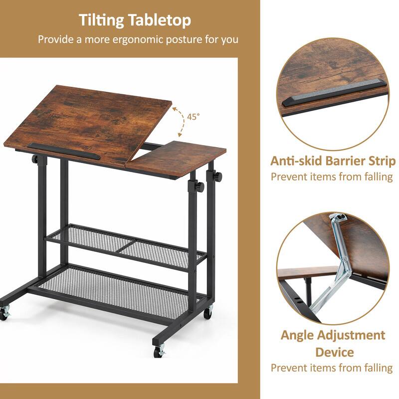 Tilting Tabletop  
Provide a more ergonomic posture for you  

Anti-skid Barrier Strip  
Prevent items from falling  

Angle Adjustment Device  
Prevent items from falling