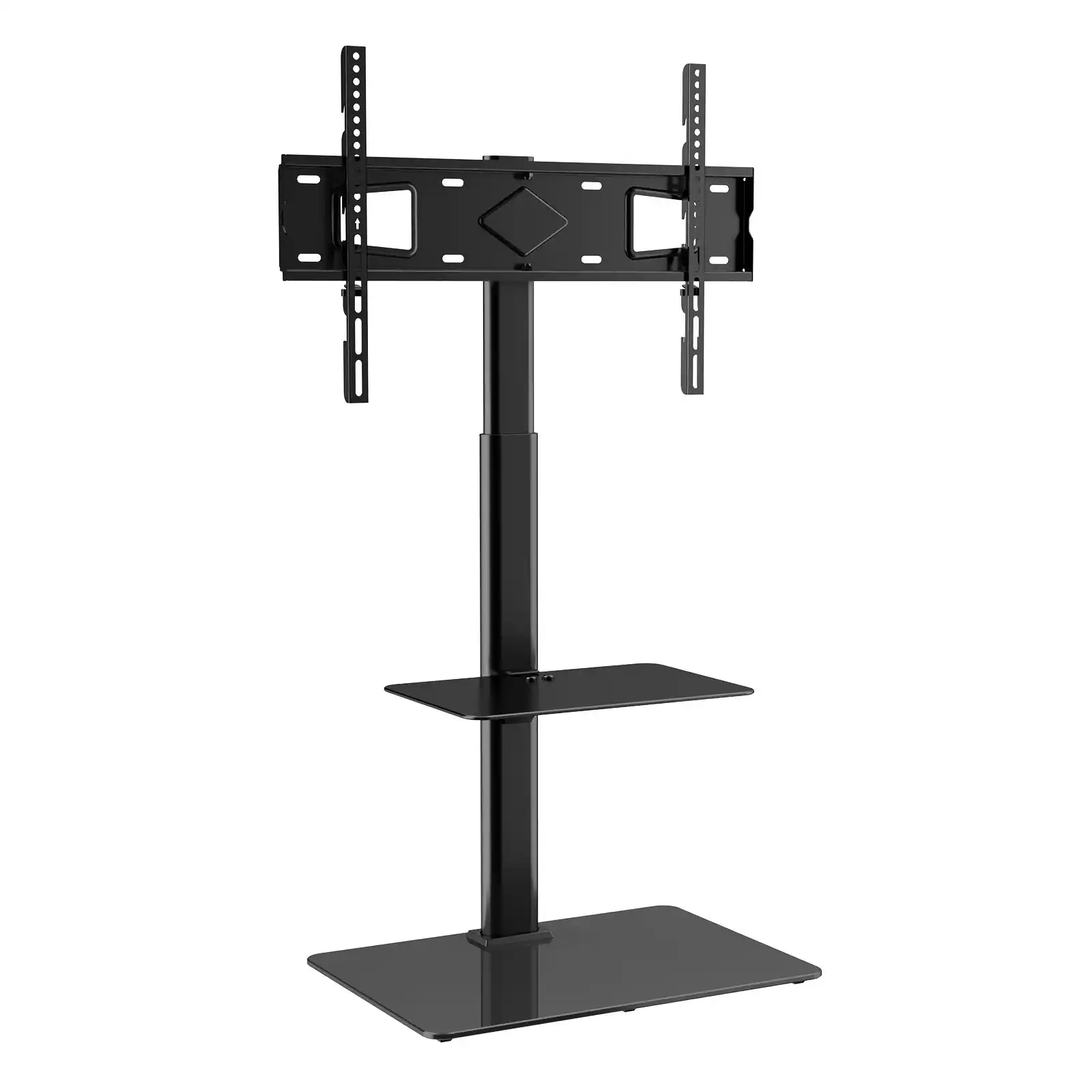 Front. MERAVOM - TV Stand Mount, Swivel Tall TV Stand for 32-65" TVs, Height Adjustable Portable Floor TV Stand with Tempered Glass Base - Black.