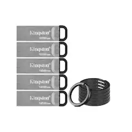 Kingston - 128GB DataTraveler Kyson USB 3.2 Flash Drive (5Pack) Bundle - Silver