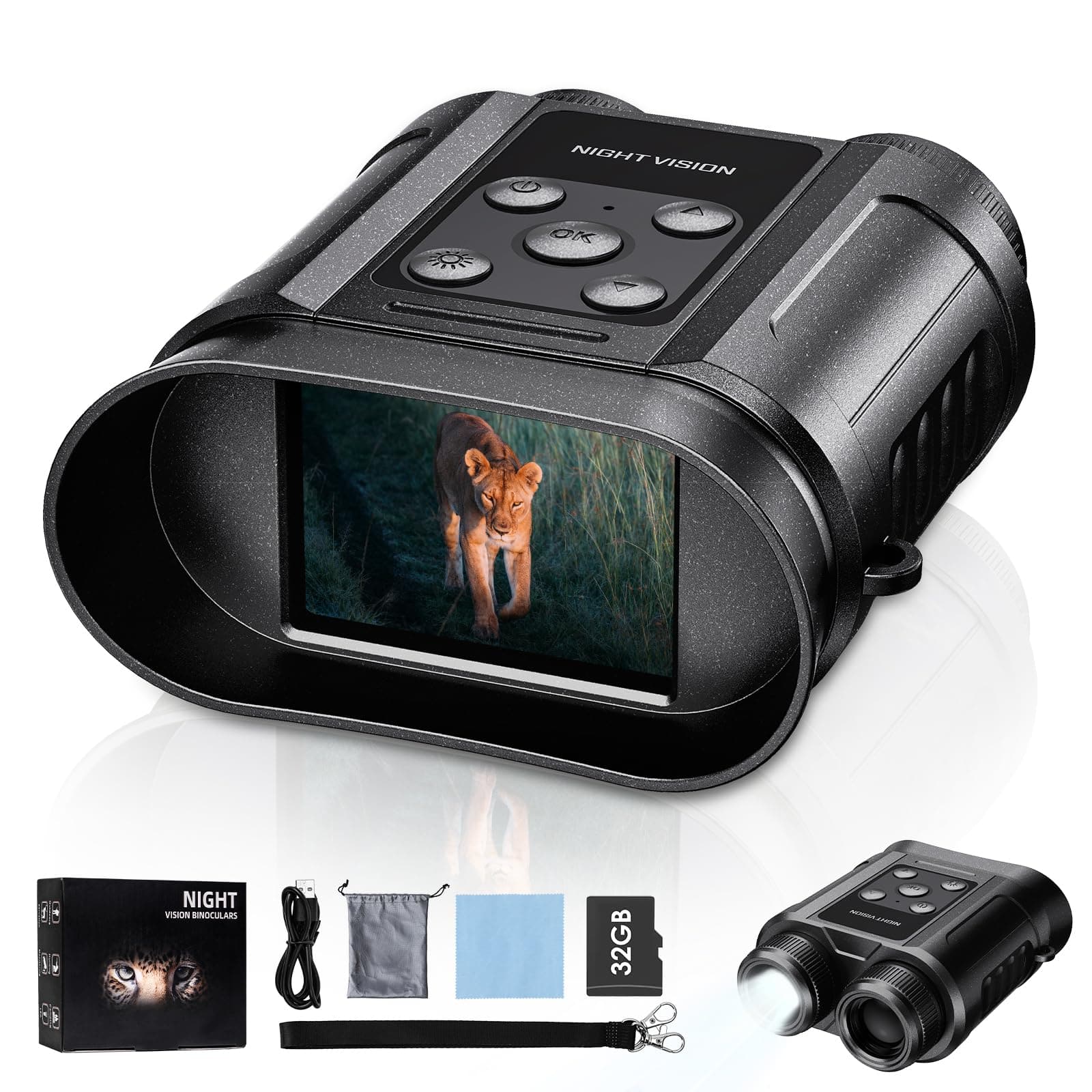 DORLUKFU - Night Vision Goggles,Compact Night Vision Binoculars,32GB Card Included, Photo/Video Capture,Outdoor tools for