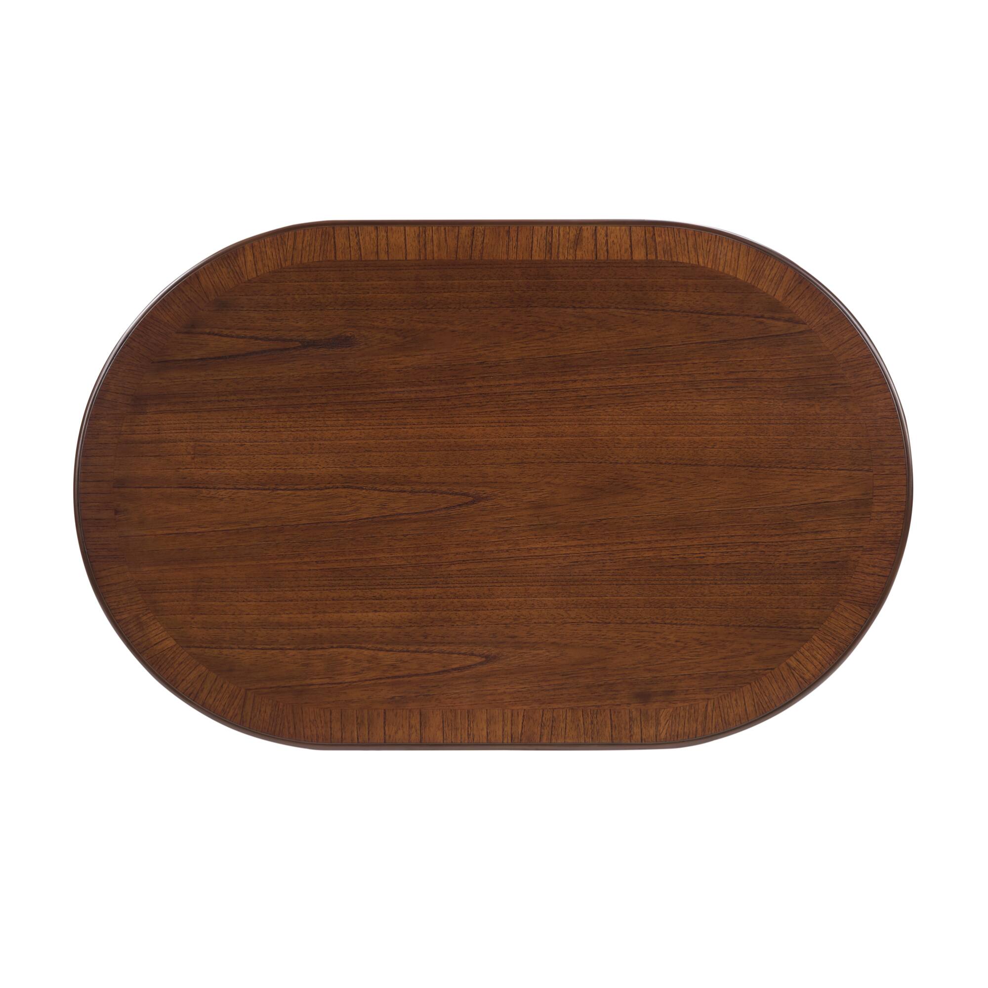Left. GOODSILO - Elegant Oval Wood Coffee Table with X-Shaped Base and Open Storage for Living Room and Home Office - Walnut.