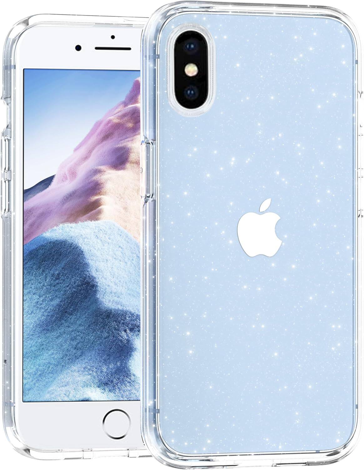 Front. Entronix - Entronix Glitter Clear Case for iPhone X/XS - Stylish Hard Back Protection - Clear.