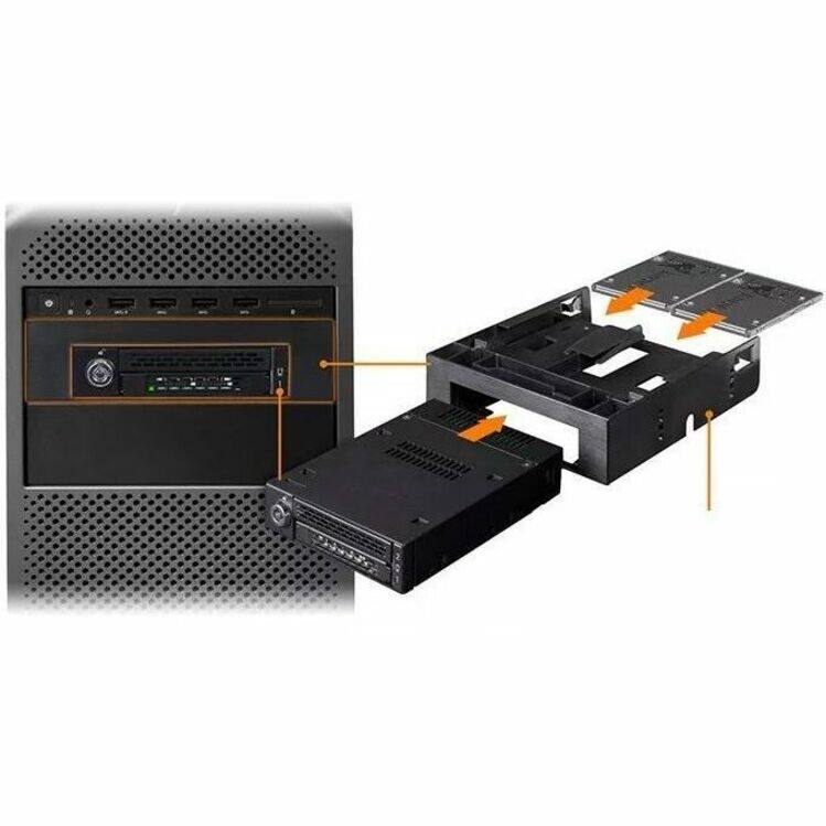 Alt View 7. Icy Dock - Icy Dock ToughArmor MB833MK-B V2 Drive Enclosure for 3.5" M.2, PCI Express NVMe 4.0 - SFF-8654 SlimSAS Host Interface.