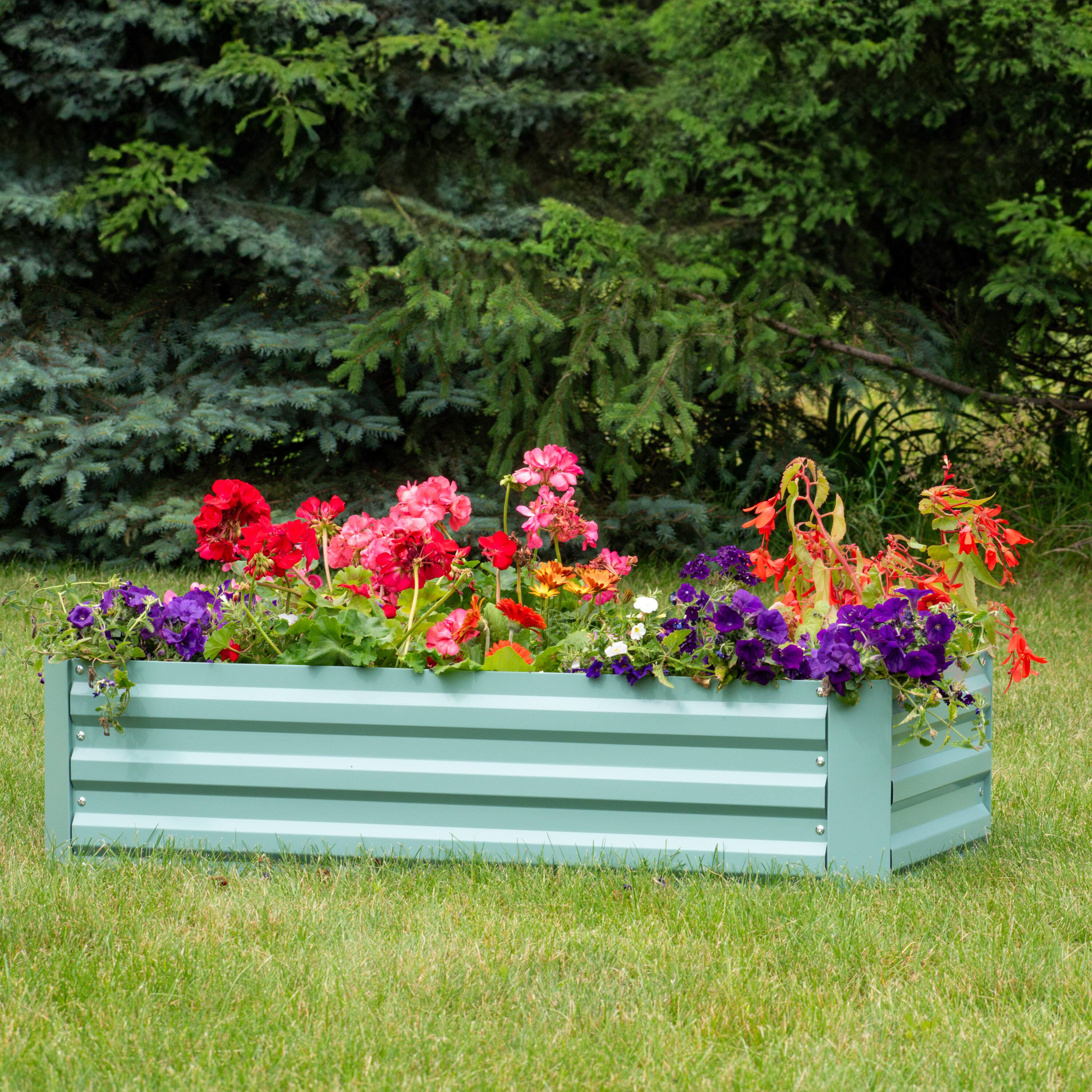 Alt View 1. Sunnydaze - Rectangle Galvanized Steel Raised Bed - 4 x 2 x 1 ft - Green.