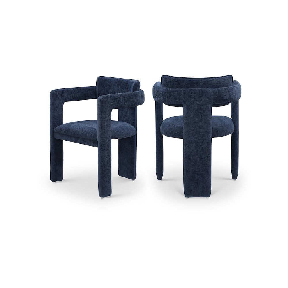 Meridian Furniture - Brenda Navy Chenille Fabric Dining Chair, Set of 2 - Blue