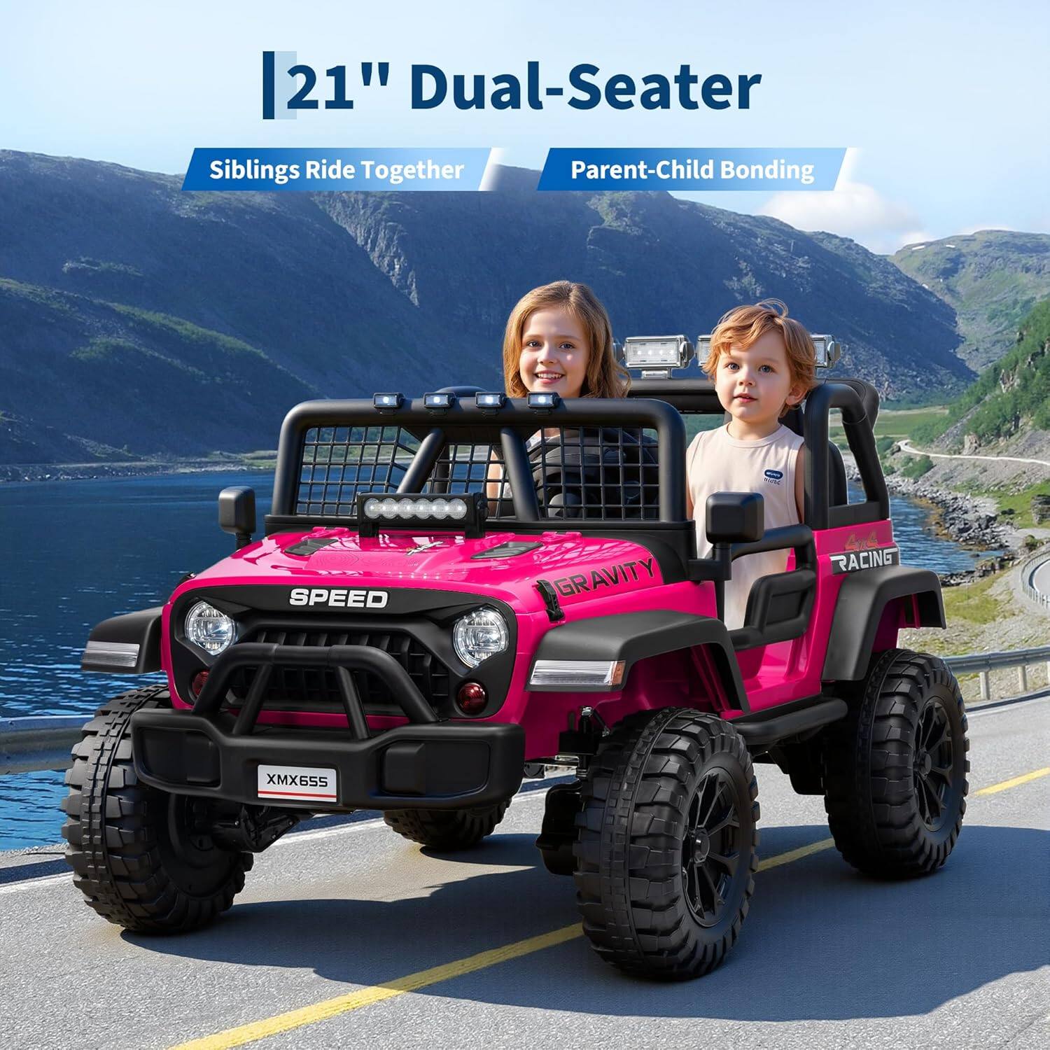 21" Dual-Seater  
Siblings Ride Together  
Parent-Child Bonding  
SPEED  
GRAVITY  
RACING  
XMX655