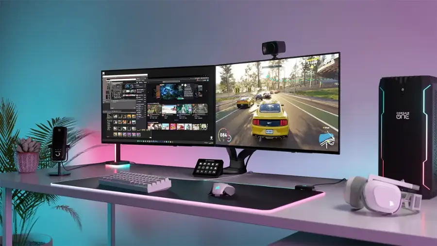 Alt View 24. CORSAIR - XENEON 27" OLED QHD FreeSync Premium and G-SYNC Compatible Gaming Monitor with HDR (HDMI, USB, DisplayPort) - Black.