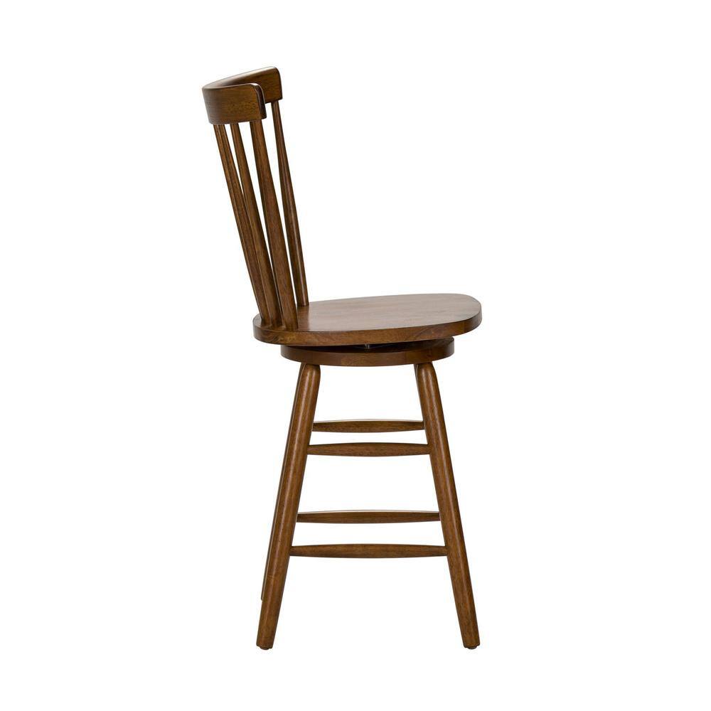 Angle. Liberty Furniture Industries - Creations 24 Inch Swivel Counter Chair - Tobacco in Various - Brown.
