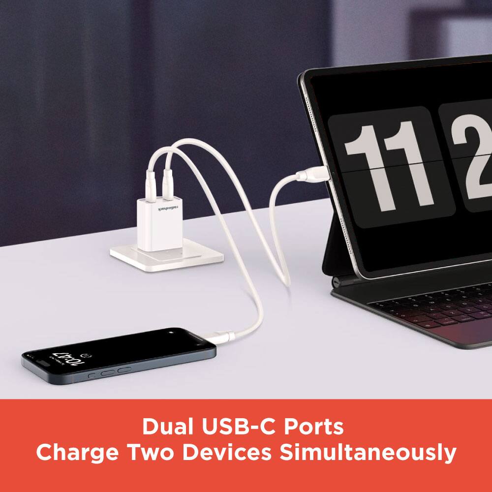 Dual USB-C Ports  
Charge Two Devices Simultaneously