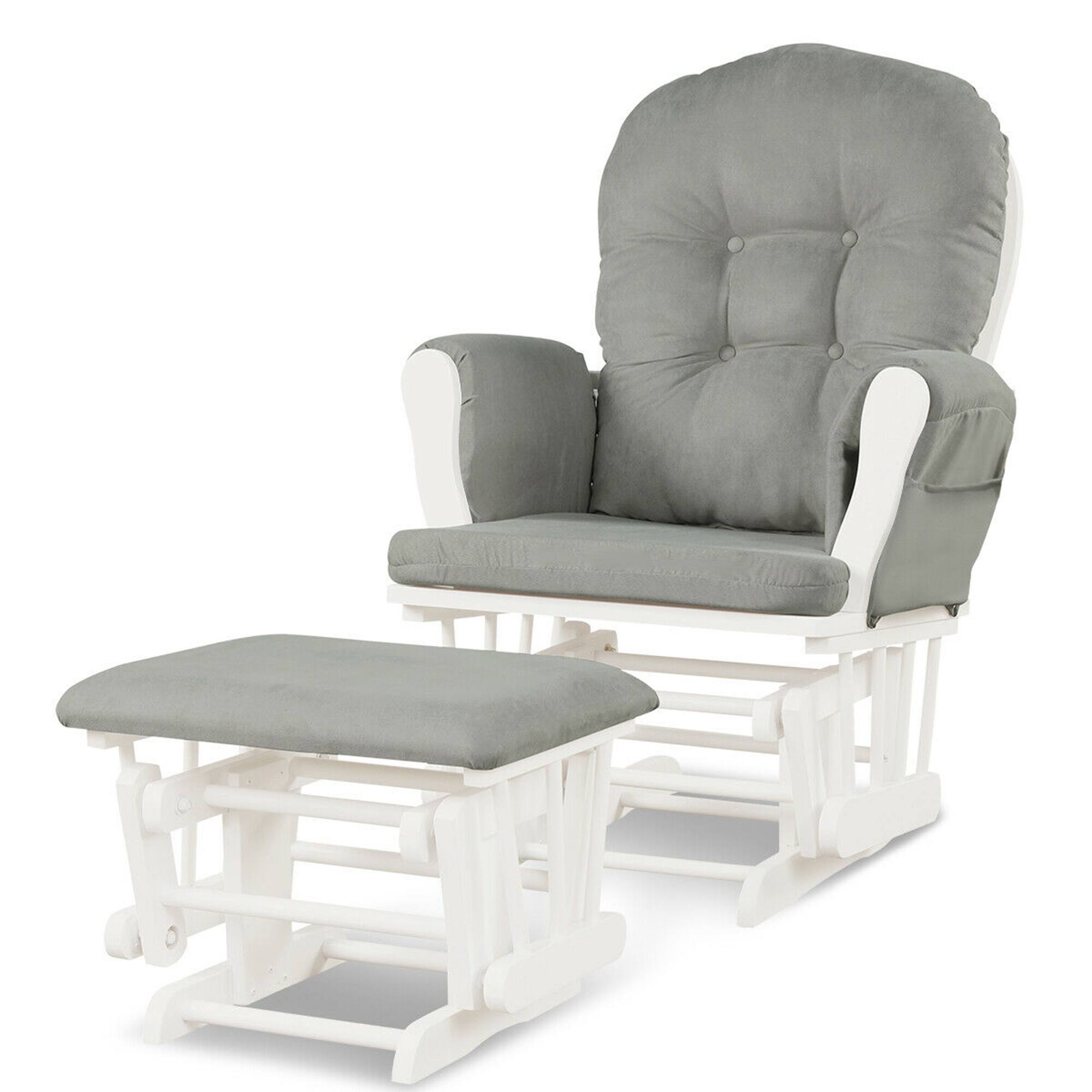 Alt View 9. Gymax - Gymax Glider and Ottoman Cushion Set Wood Baby Nursery Rocking Chair Light Grey - Light Grey.