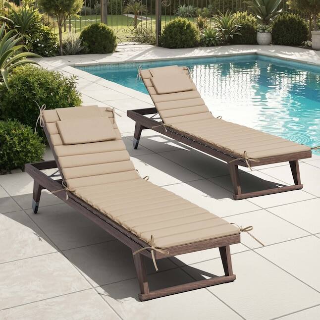 Alt View 7. Crestlive Products - Crestlive Products 2pc 72in Outdoor Foldable Water Resistant Chaise Lounge Chair Cushion with Ties Beige Patio cushion - Beige.