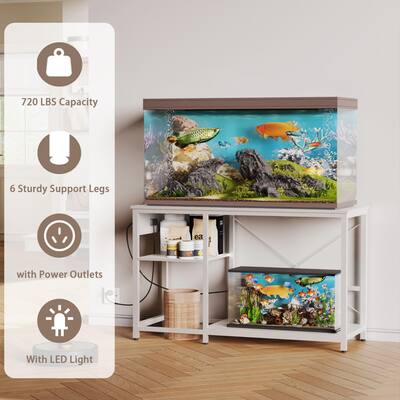 TAUS Aquarium Stand For 55-75 Gallon Tanks – Metal Frame With Power Outlets, 860lb Capacity