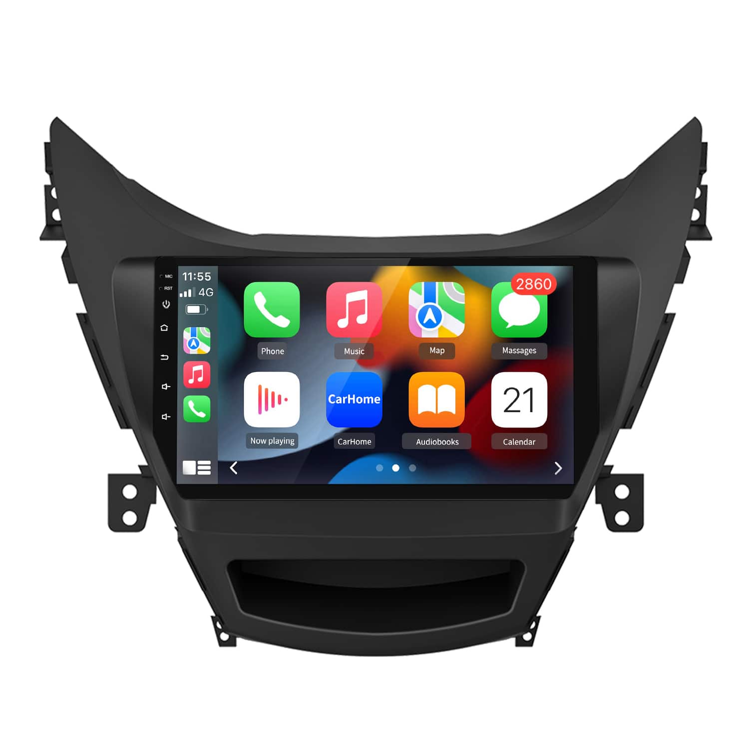 Junsun - 9 Inch 4+64GB 8 Core Android 15 carplay Car Stereo Radio GPS Navi RDS WIFI SWC BT For Hyundai Elantra 2012-2014 - Black