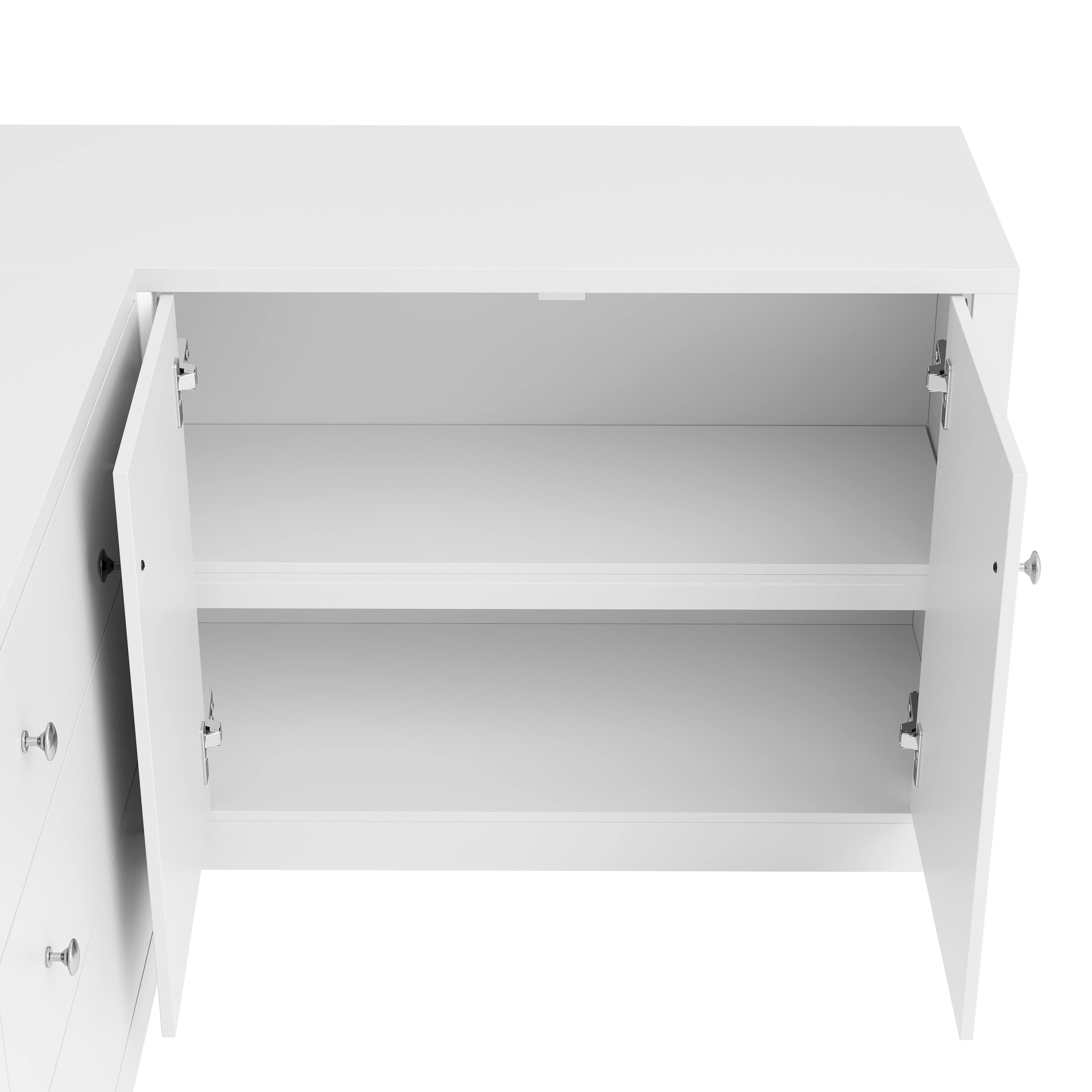 Alt View 6. Famapy - L-Shaped Corner Dresser with 3 Drawers & 2-Door Cabinet, Space-Saving Storage Organizer for Bedroom - White.