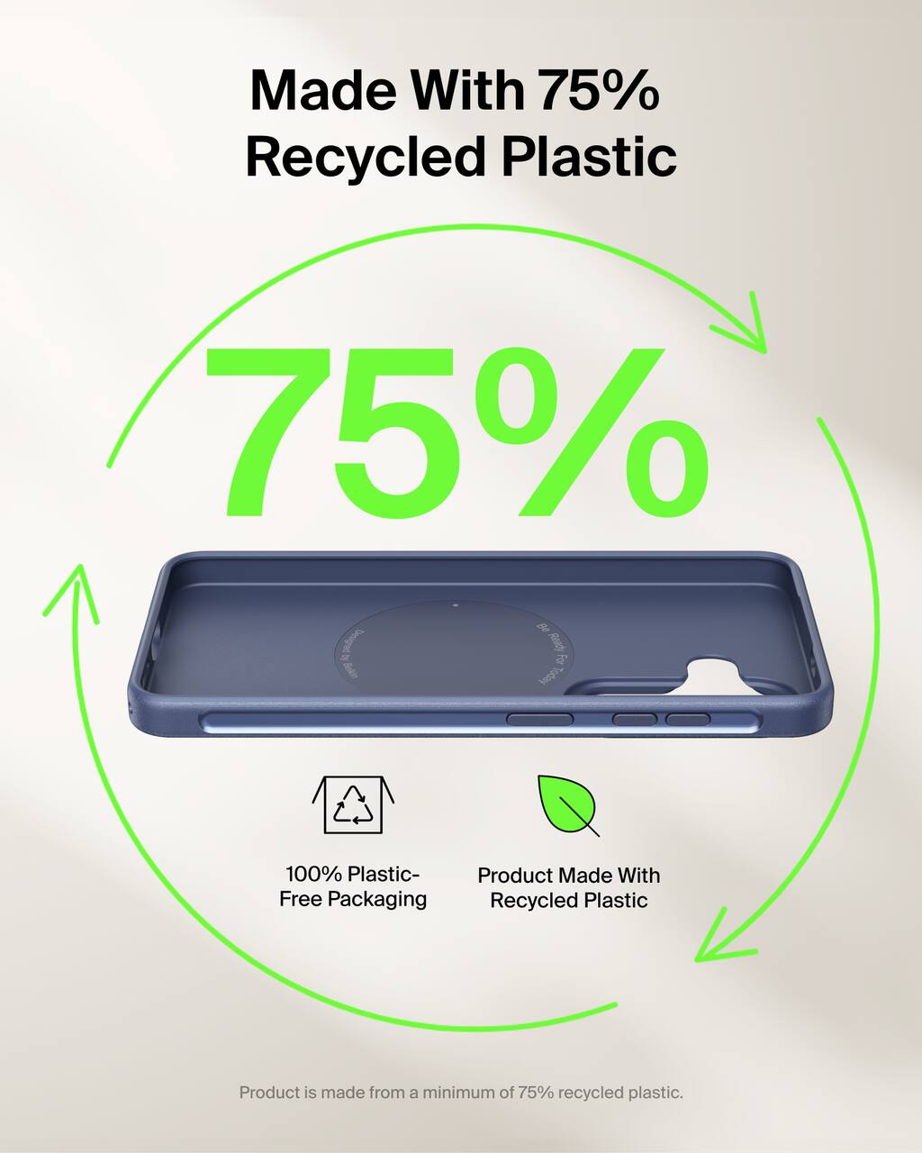 Made With 75% Recycled Plastic

75%

100% Plastic-Free Packaging

Product Made With Recycled Plastic

Product is made from a minimum of 75% recycled plastic.