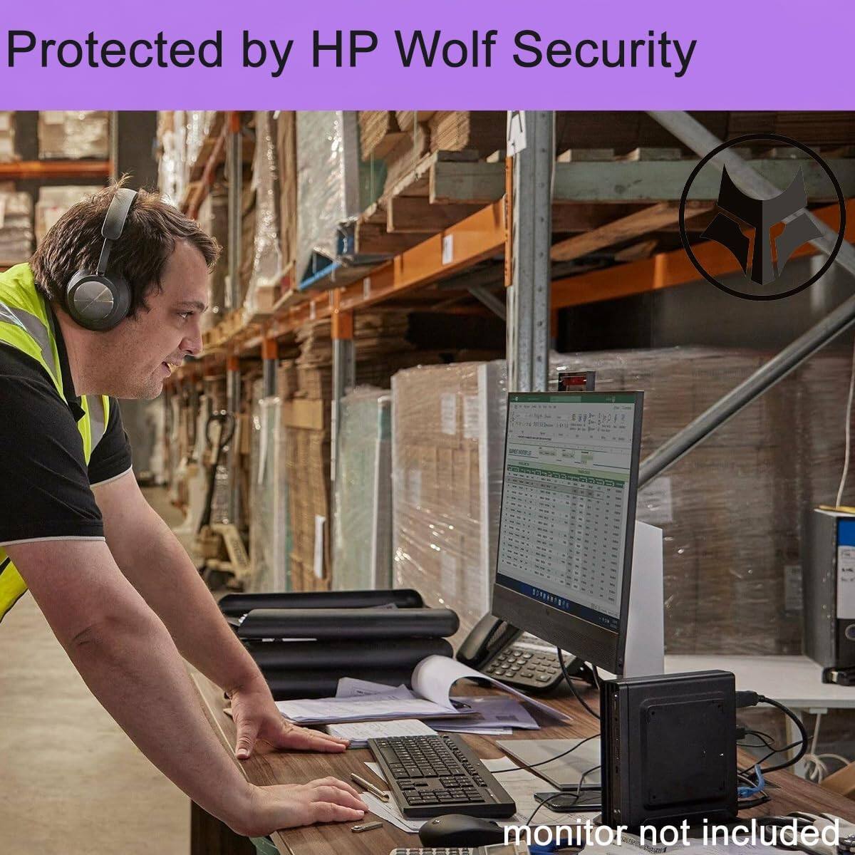 Protected by HP Wolf Security  
monitor not included