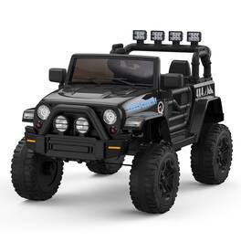 Homhougo - 12V 2-Seater Electric Ride-On Truck for Kids - Remote Control Car with LED Lights, MP3, Seatbelt & All-Terrain Wheels - Black
