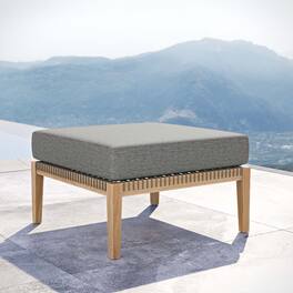 Clearwater Outdoor Patio Teak Wood Ottoman by Modway - Gray Graphite