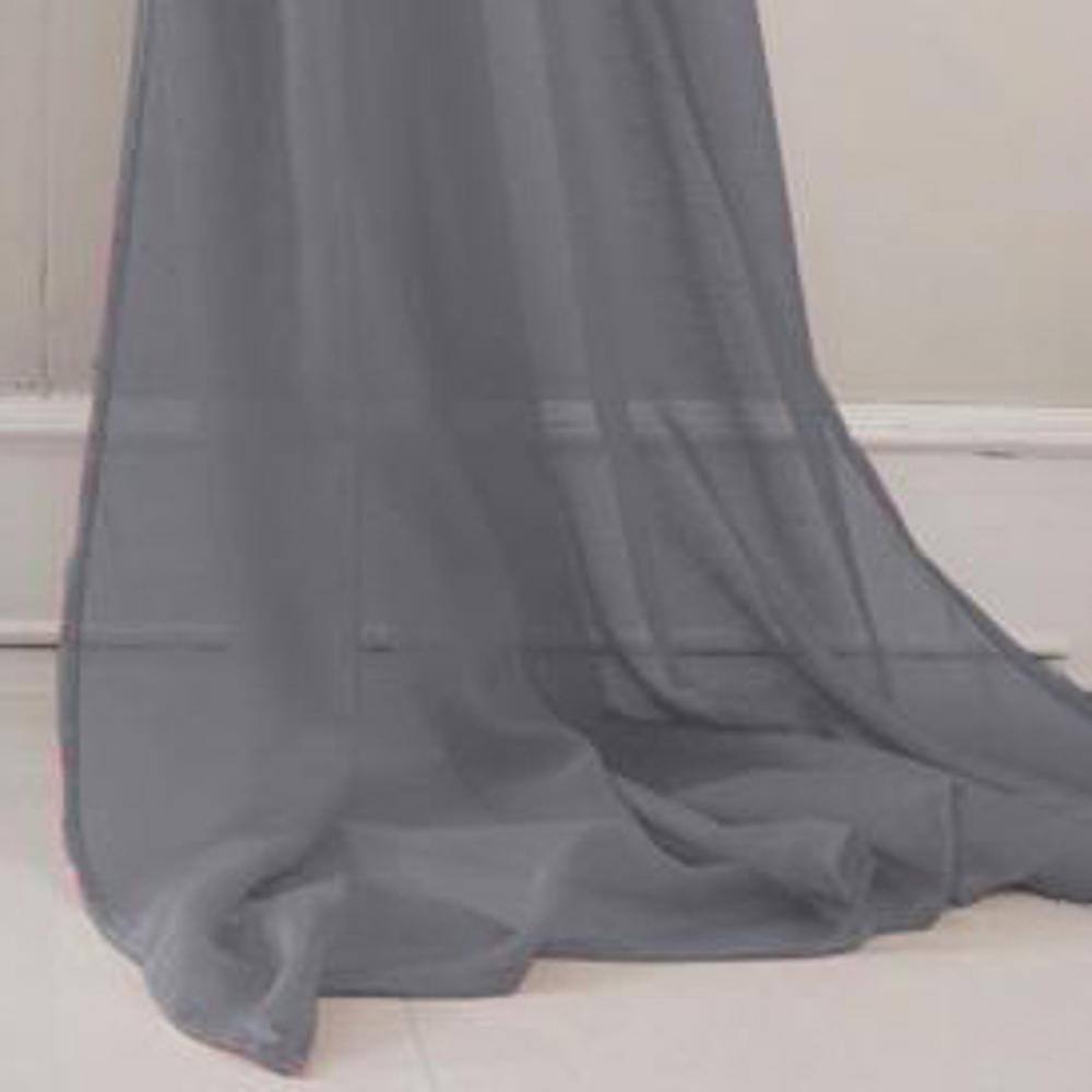 Front. Olivia Gray - Olivia Gray Charcoal Celine Sheer Curtain Scarf - 55" x 216" for Elegant Home Décor - Charcoal.