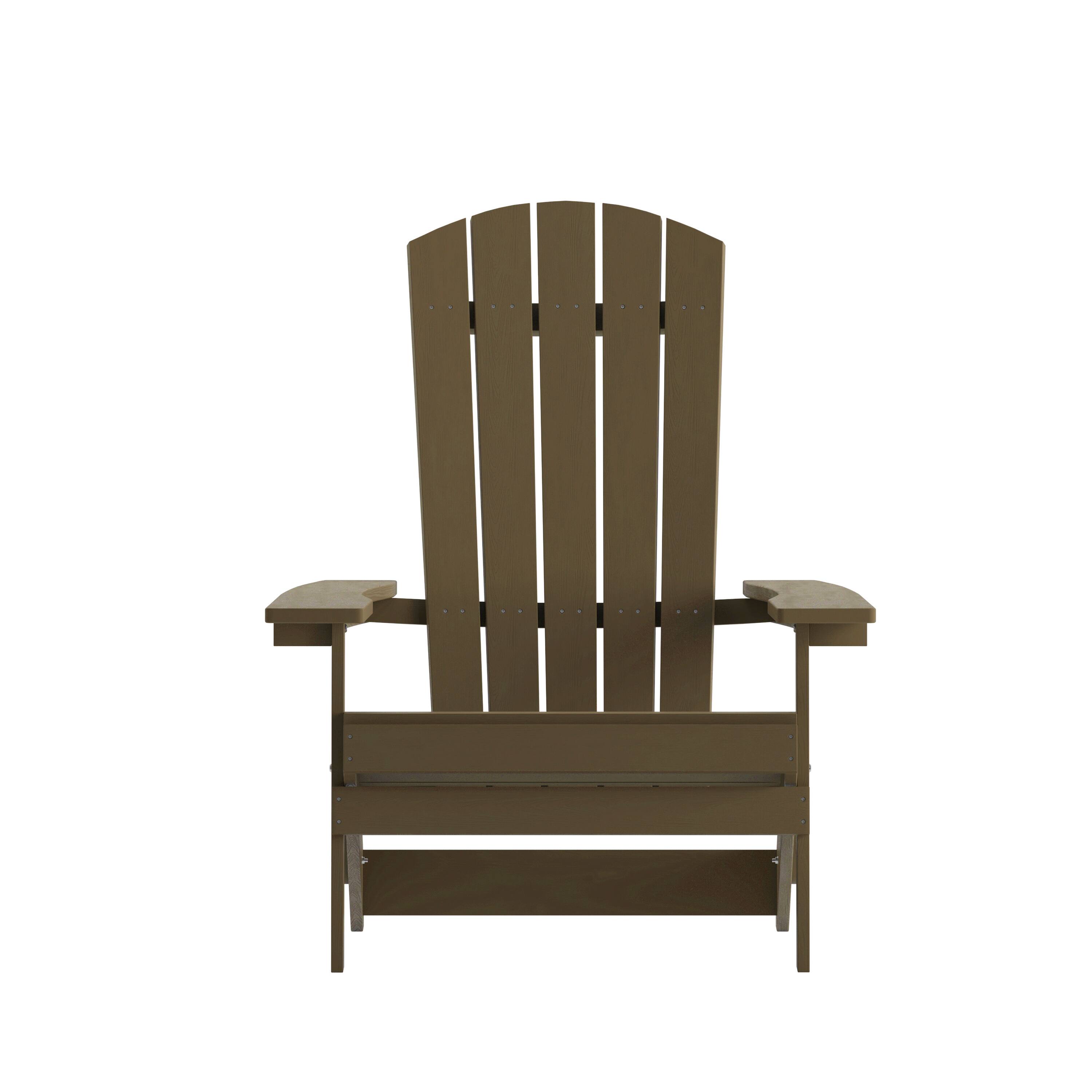 Alt View 10. Emma + Oliver - Haven Set of 2 Indoor/Outdoor Poly Resin Folding Adirondack Chairs, All-Weather Chairs for Porch, Patio, or Sunroom - Mahogany.