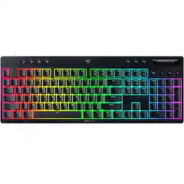Razer - BlackWidow V4 Low-profile HyperSpeed Wireless Full Size Mechanical Green Clicky Switch Gaming Keyboard with Chroma RGB - Black