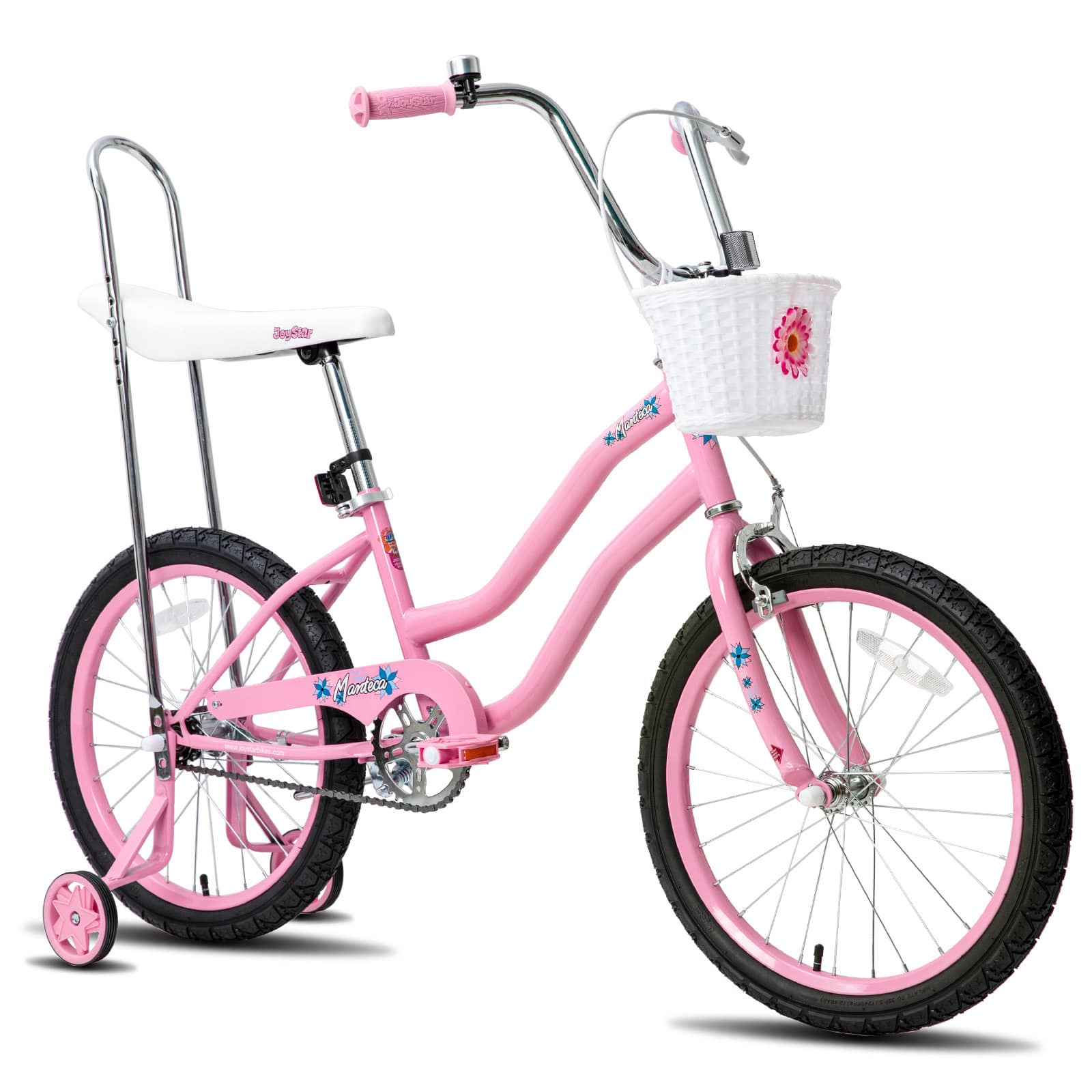 JOYSTAR - Manteca 20 Inch Kids Bike with Training Wheels, Banana Seat Bike for Girls Ages 7 and Up, Kids' Bicycle - Pink