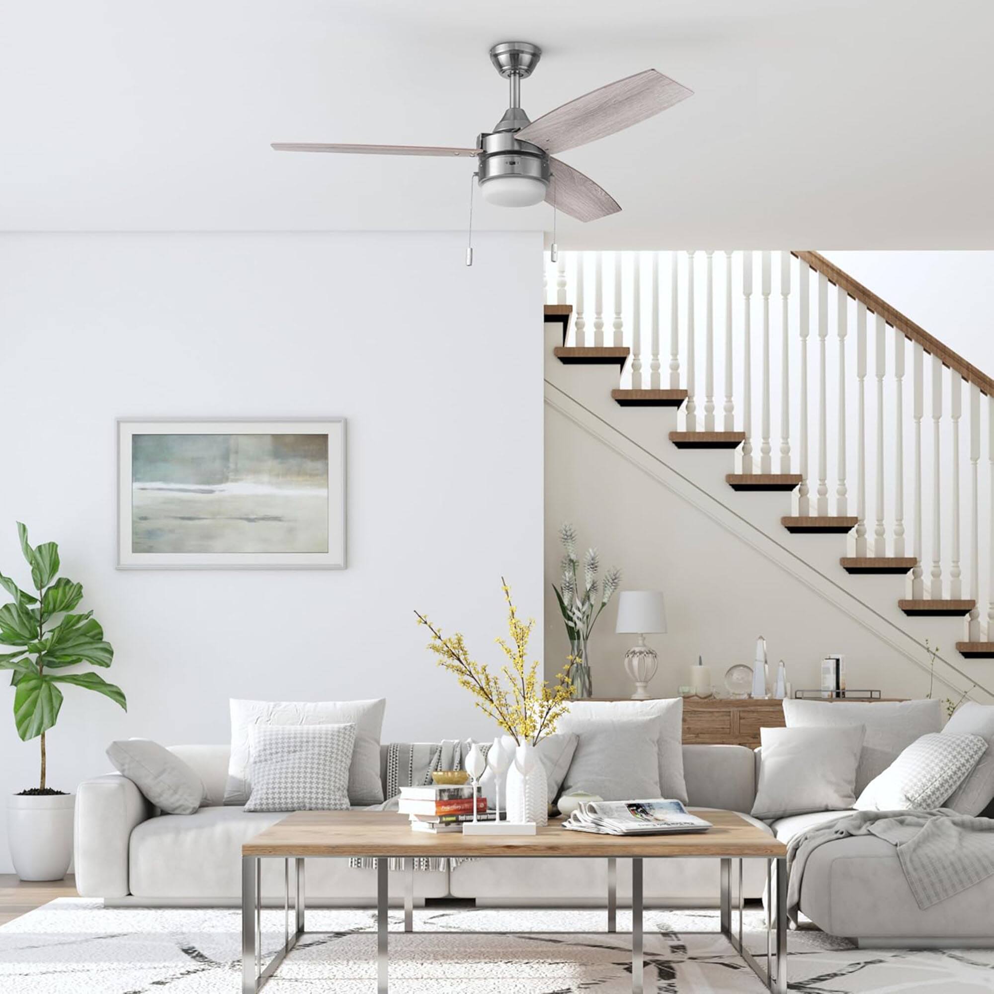 Alt View 5. Honeywell - Honeywell Berryhill Ceiling Fan, Quiet Motor and Pull Chain, 48", Brushed Nickel - Brushed Nickel.